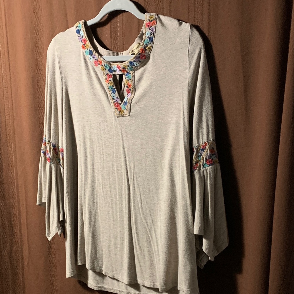 Democracy Cream Tunic with Floral Accents